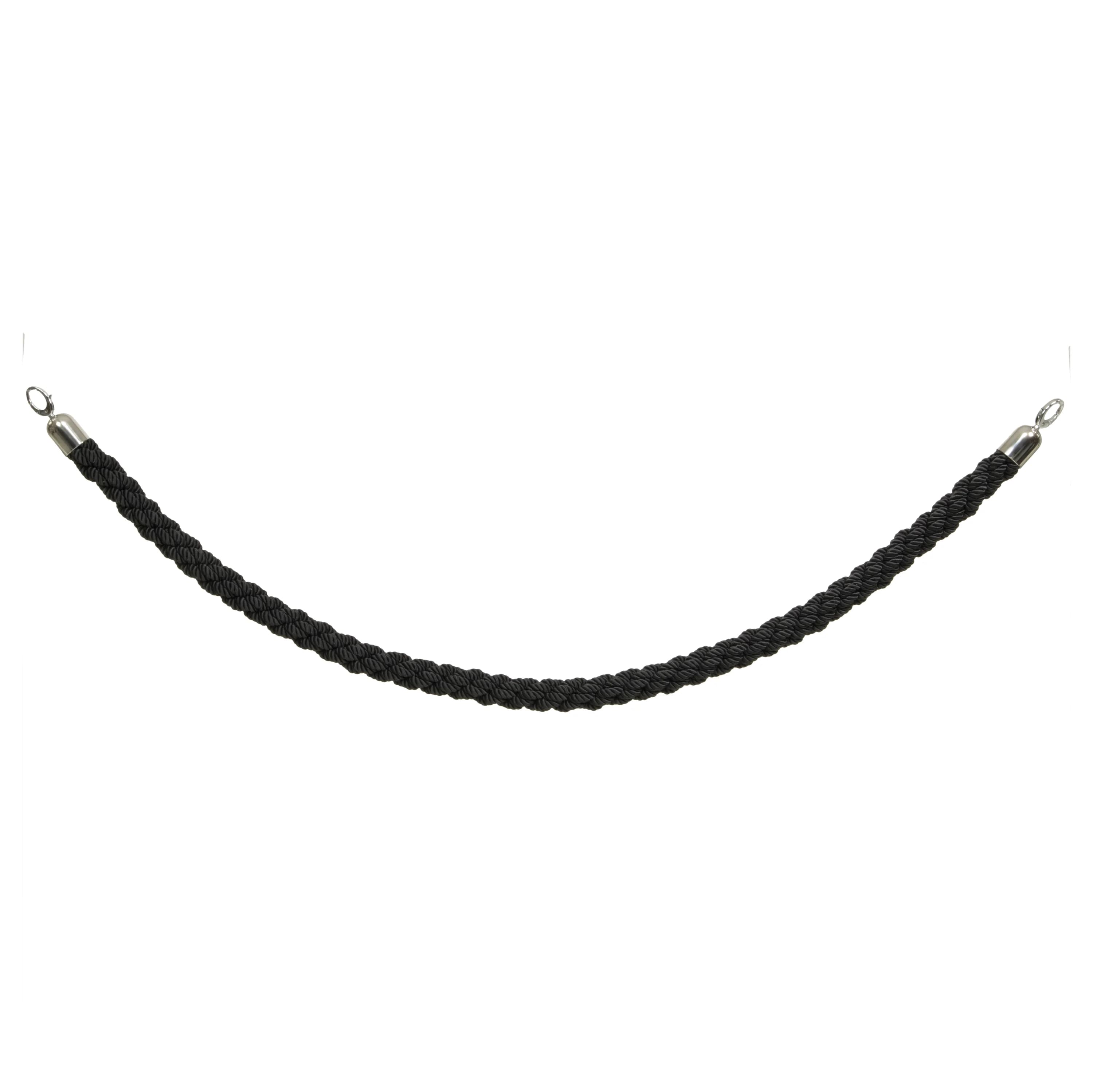 Securit® Corde tressée pour Poteau d'accueil "Classic" - Noir - Embouts Chromés - 150cm
