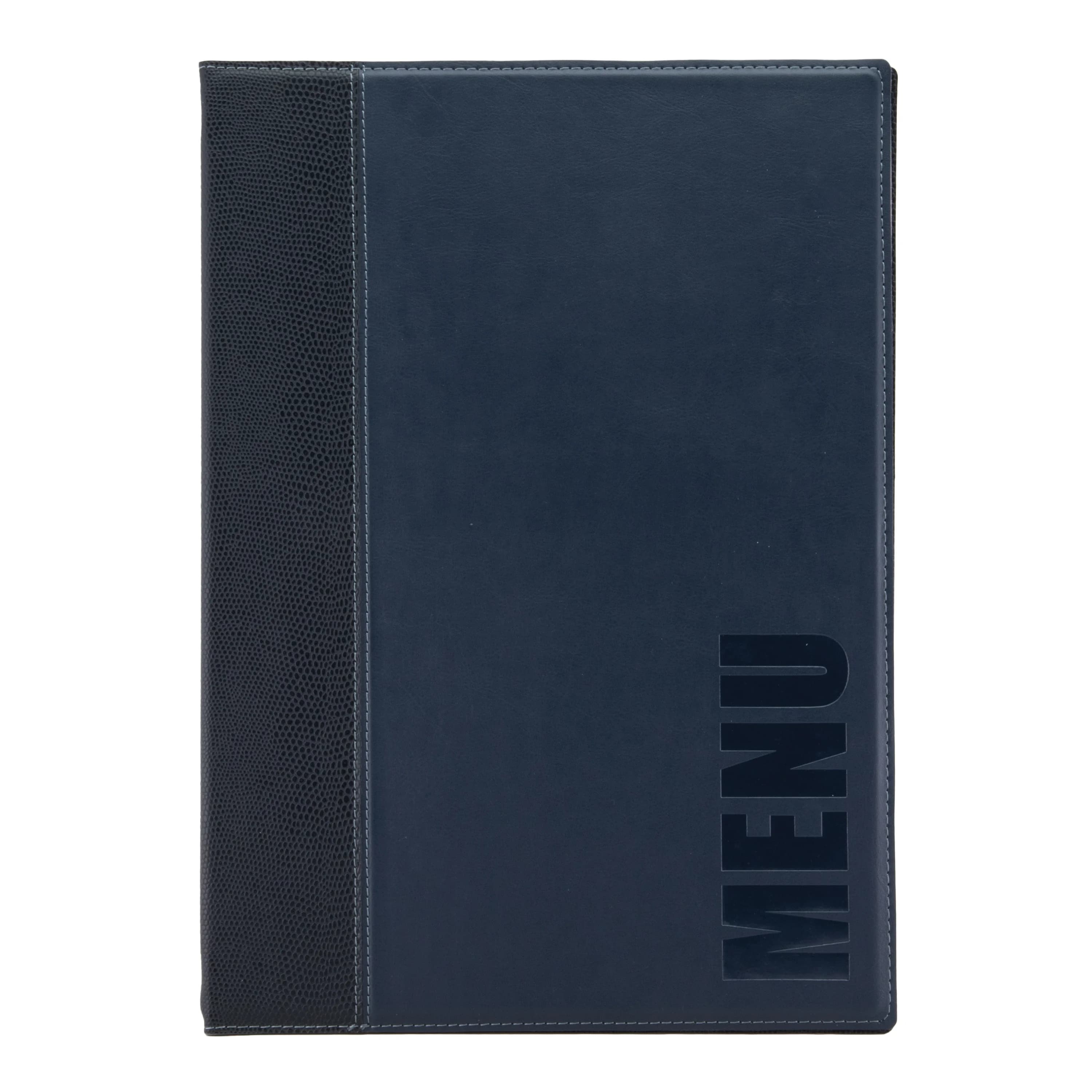 Securit® Protège-menu A4 "Trendy" - Bleu - Simili-cuir - 4 vues