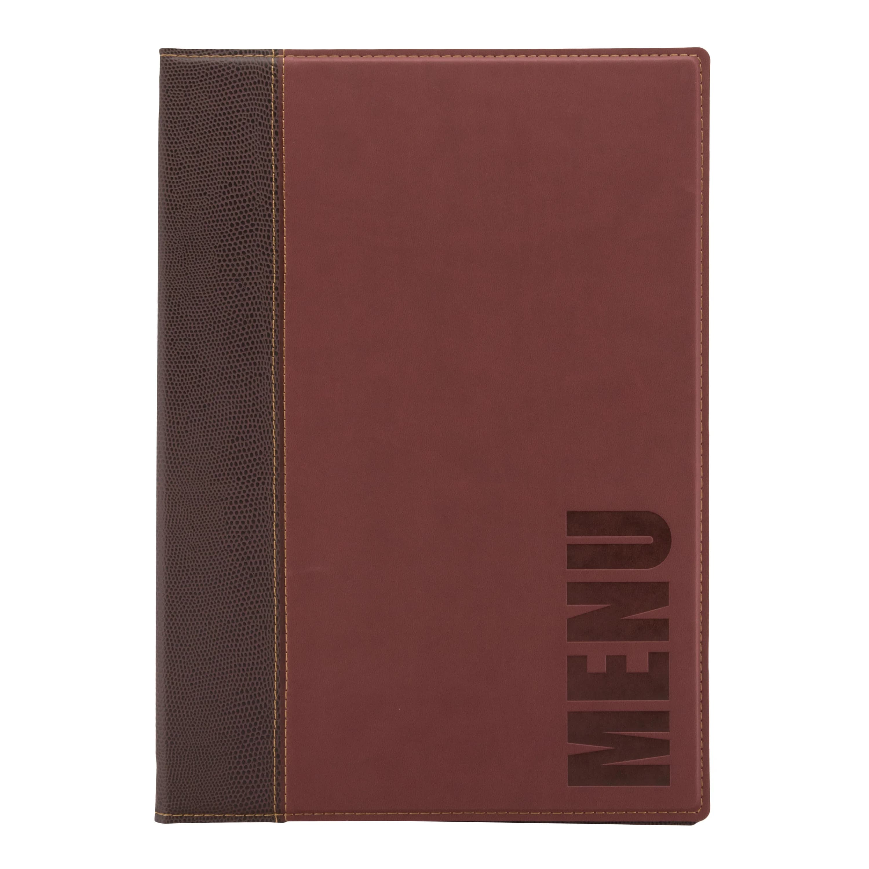 Securit® Protège-menu A4 "Trendy" - Bordeaux - Simili-cuir - 4 vues