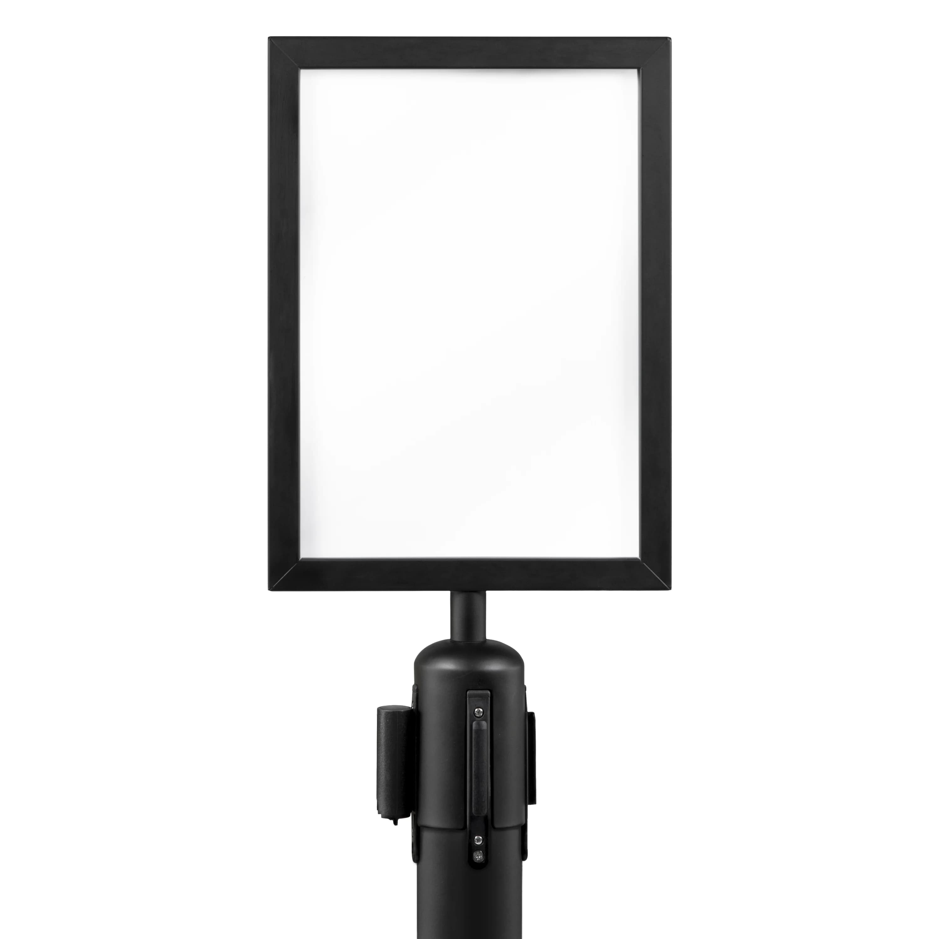 Securit® Porte-affiche A4 pour Poteau d'accueil Rétractable - Noir - Kit de montage inclus