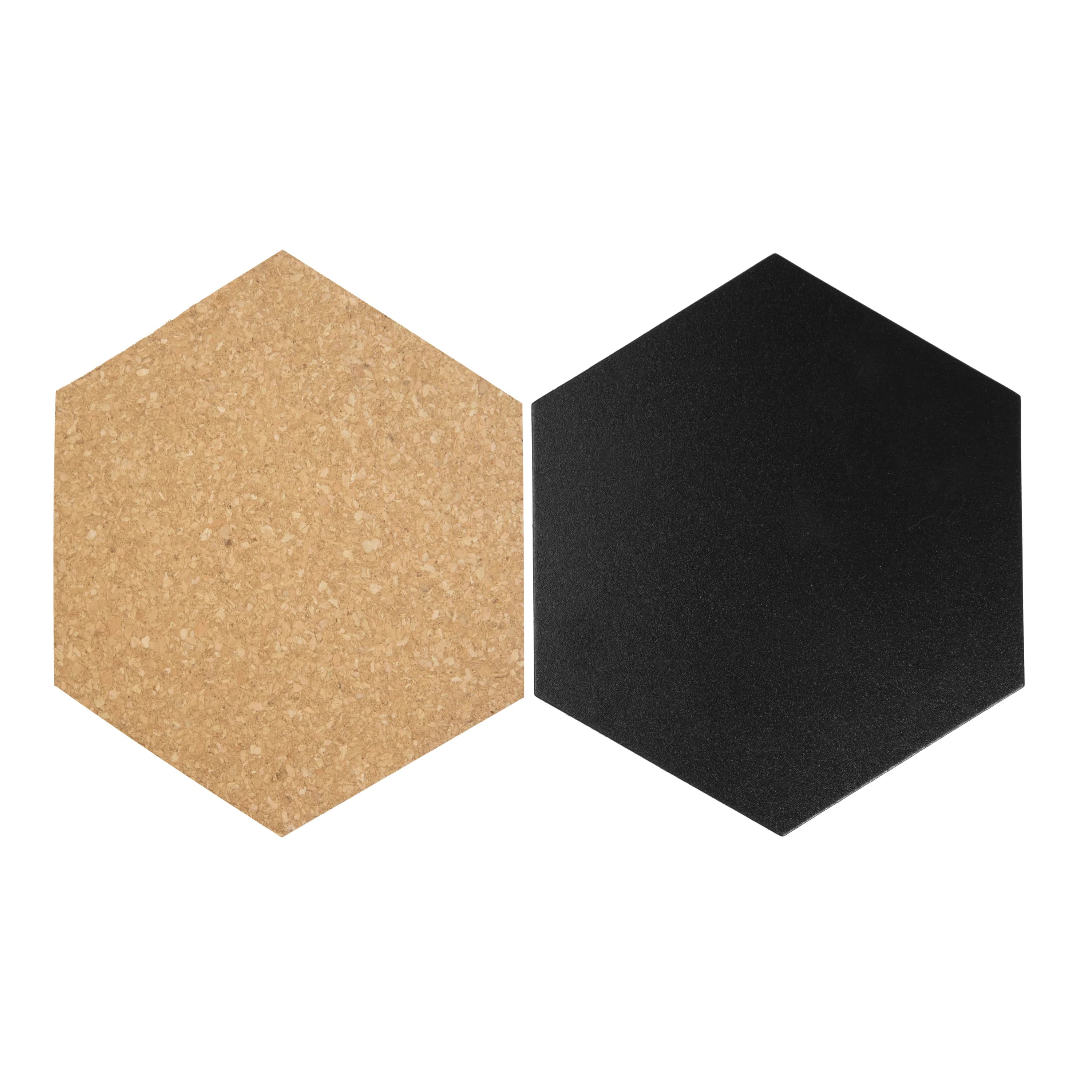 Securit® Lot de 7 Ardoises et tableaux muraux en liège (4 ardoises et 3 tableaux en liège) - Silhouette Hexagone - Feutr