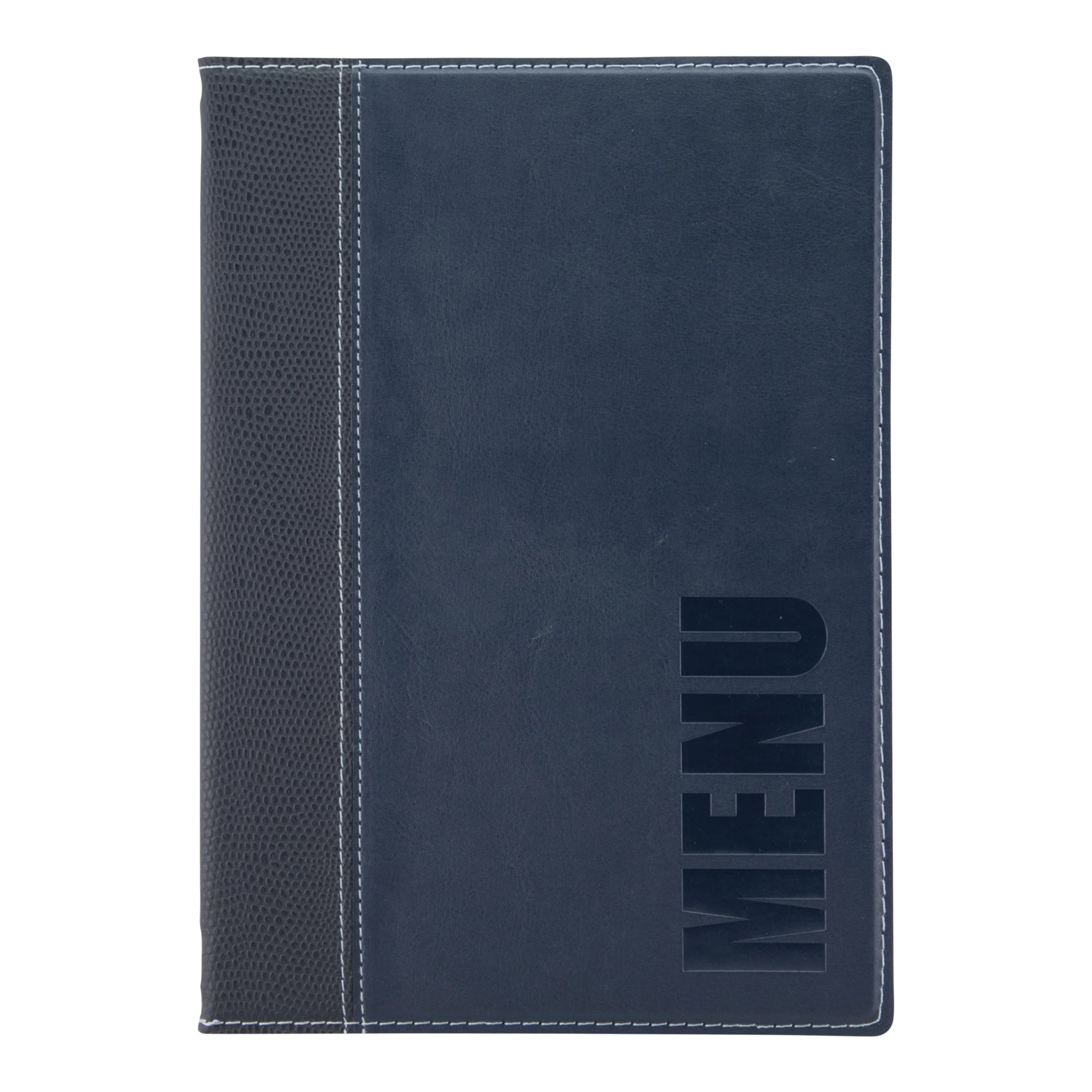 Securit® Protège-menu A5 "Trendy" - Bleu - Simili-cuir - 4 vues