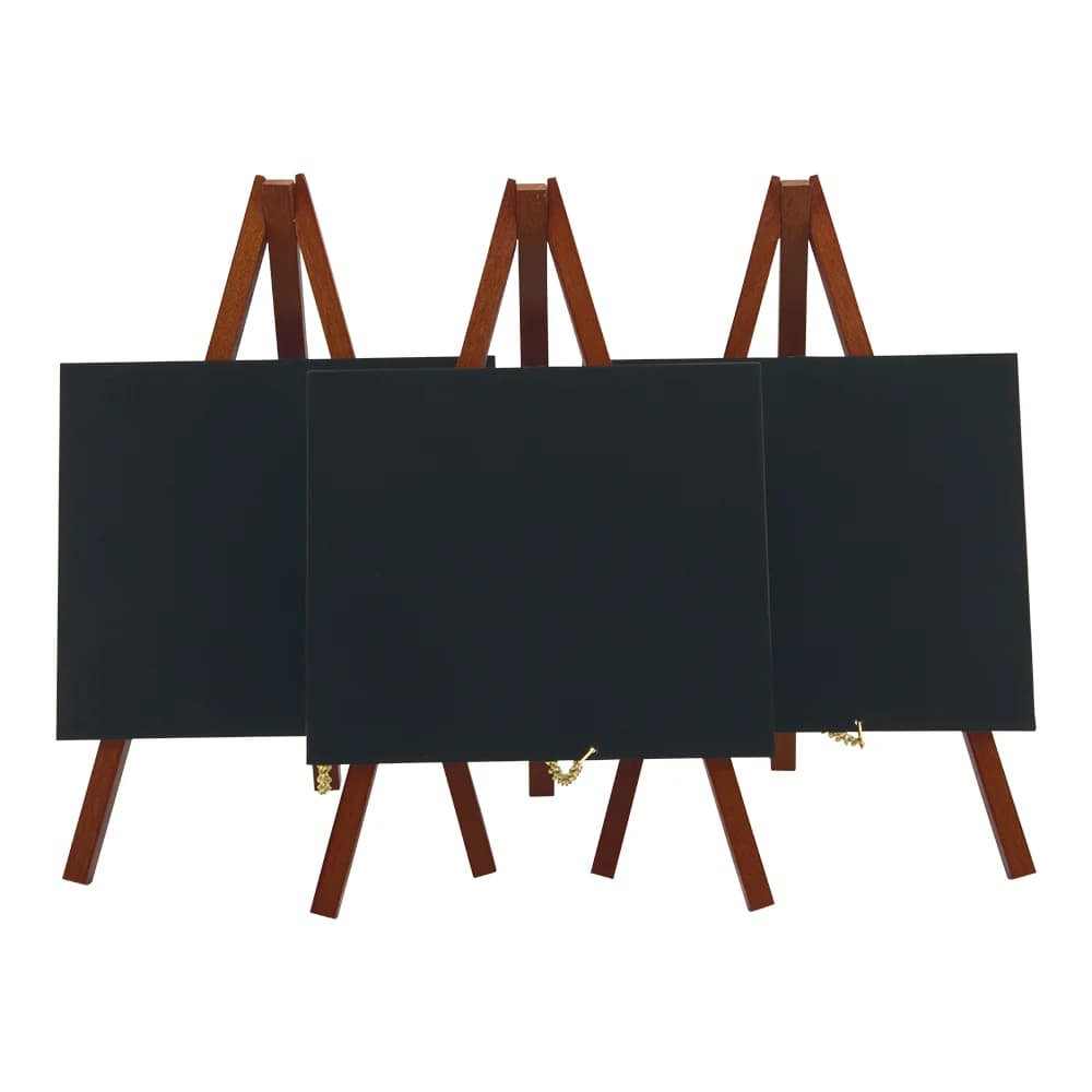 Securit® Lot de 3 Mini Ardoises de table sur chevalets - Bois finition acajou laqué