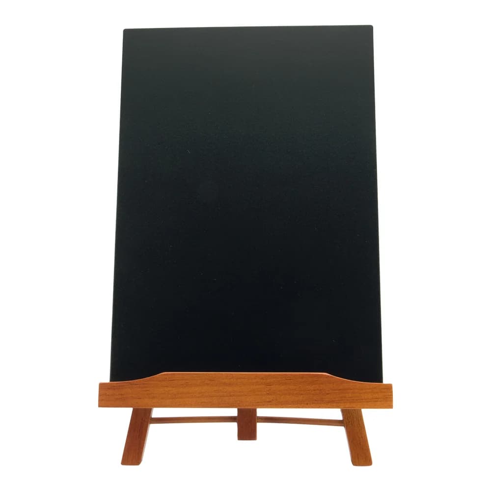 Securit® Chevalet de table - Bois avec finition acajou laqué - Ardoise A4 incluse