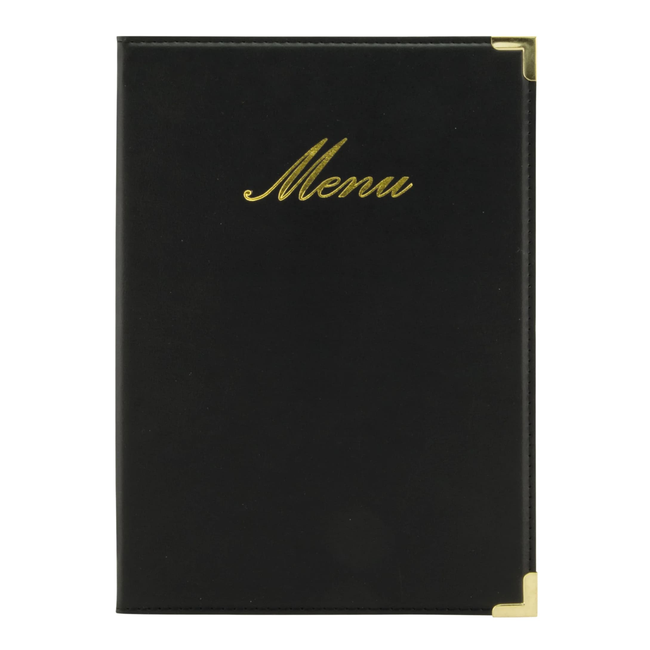 Securit® Protège-menu A5 "Classic" - Noir - Simili-cuir - 4 vues