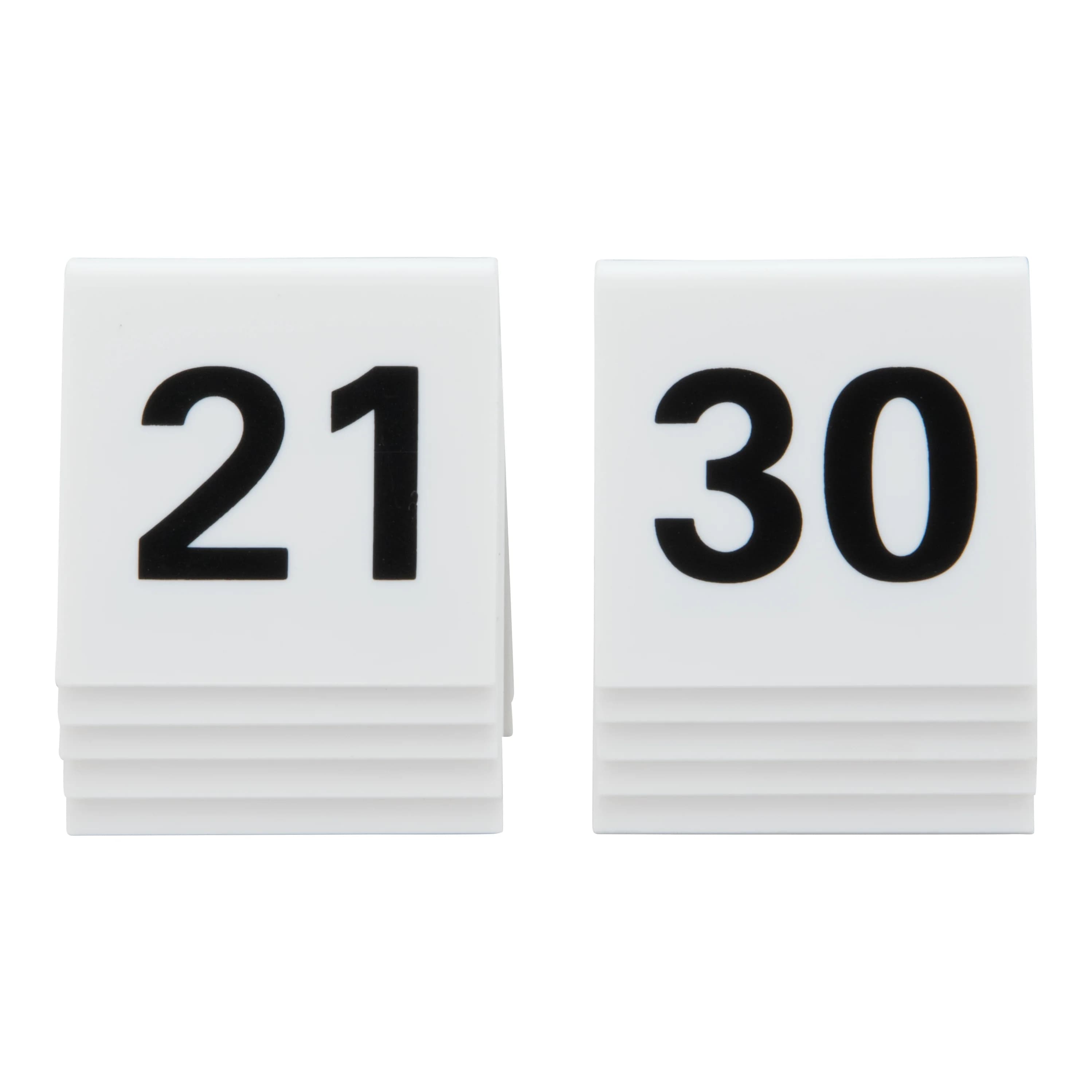Securit® Lot de 10 Numéros de table de 21-30 - Acrylique blanc avec chiffres noirs