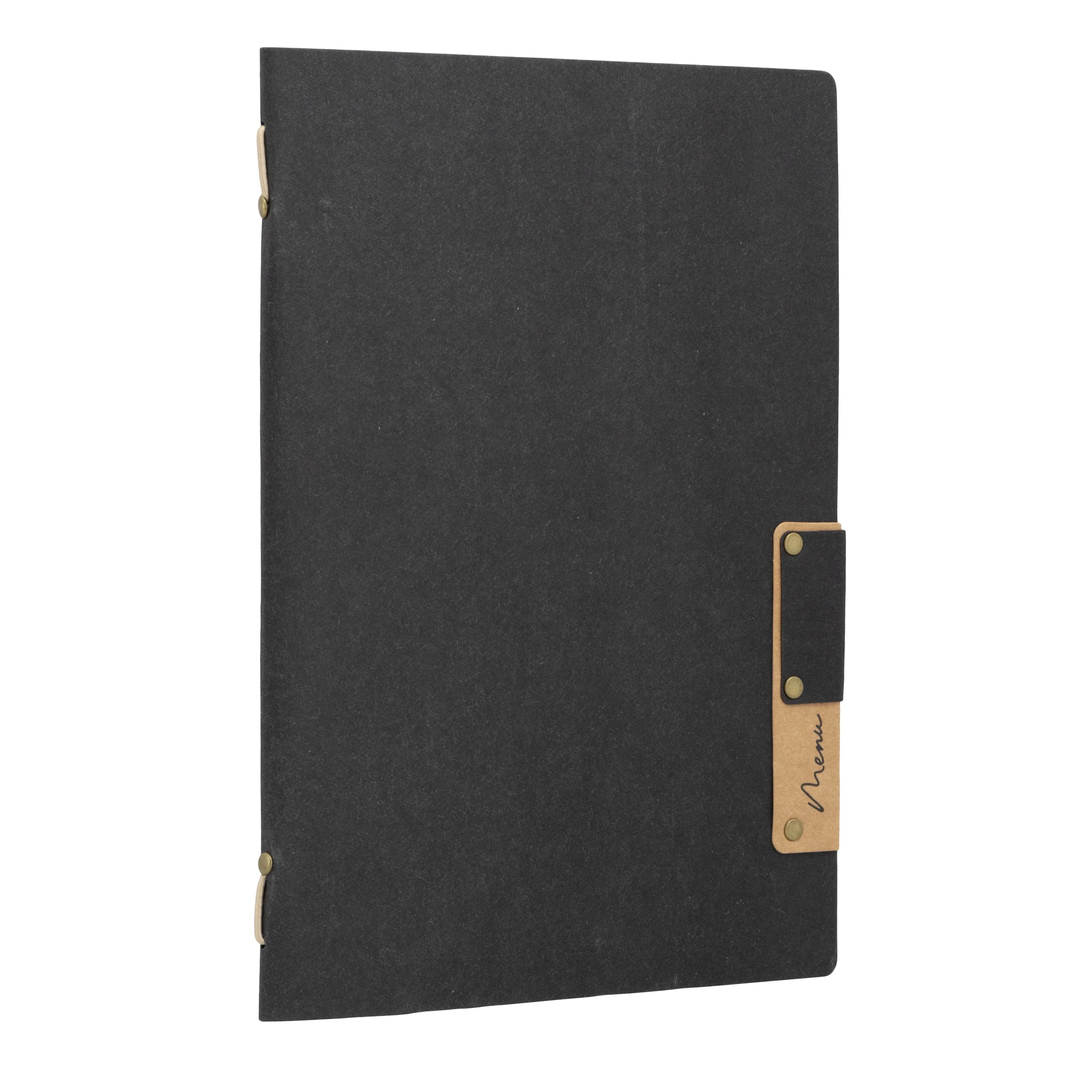 Securit® Protège-menu A5 "Nature" - Noir - Fibre naturelle - 4 vues