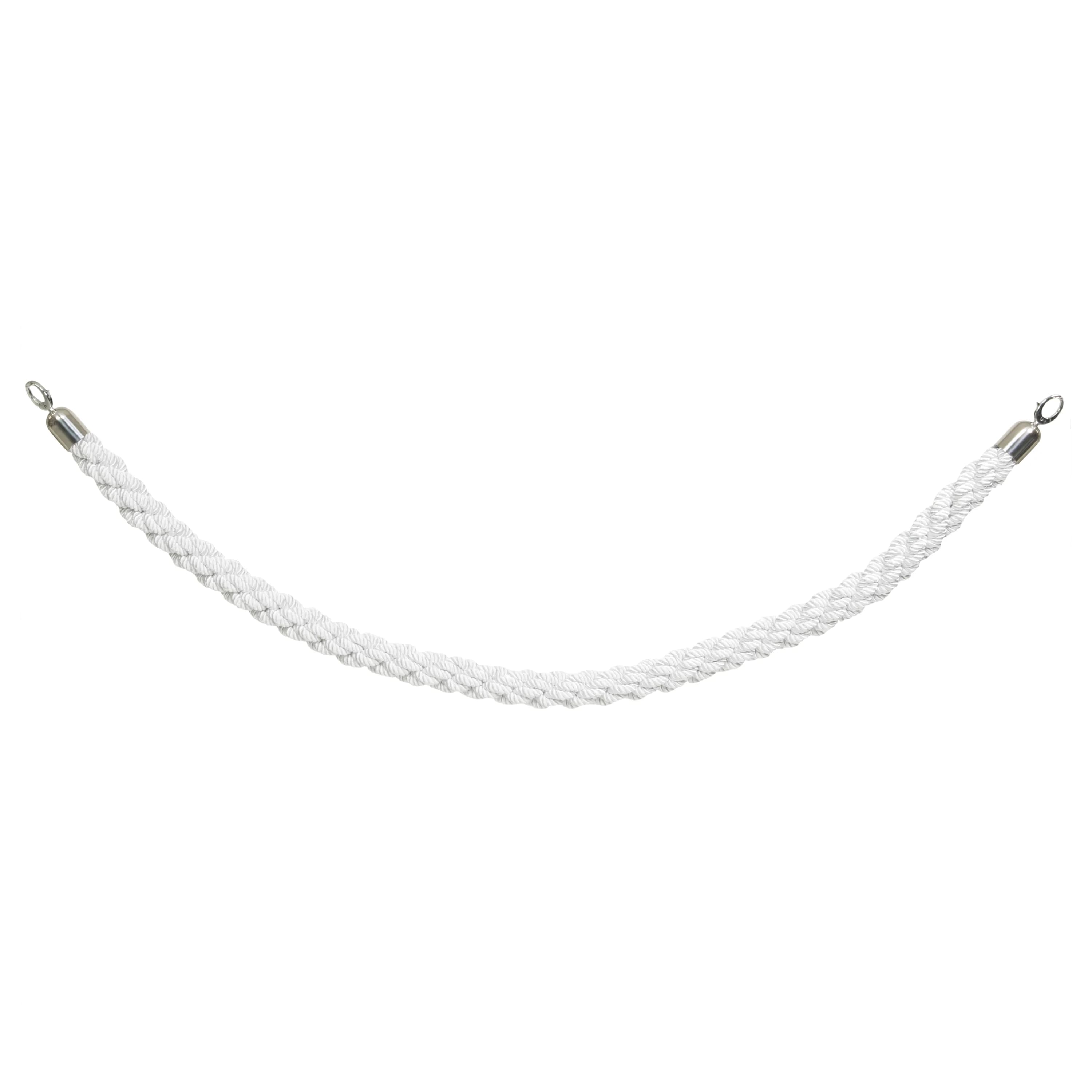 Securit® Corde tressée pour Poteau d'accueil "Classic" - Blanc - Embouts Chromés - 150cm
