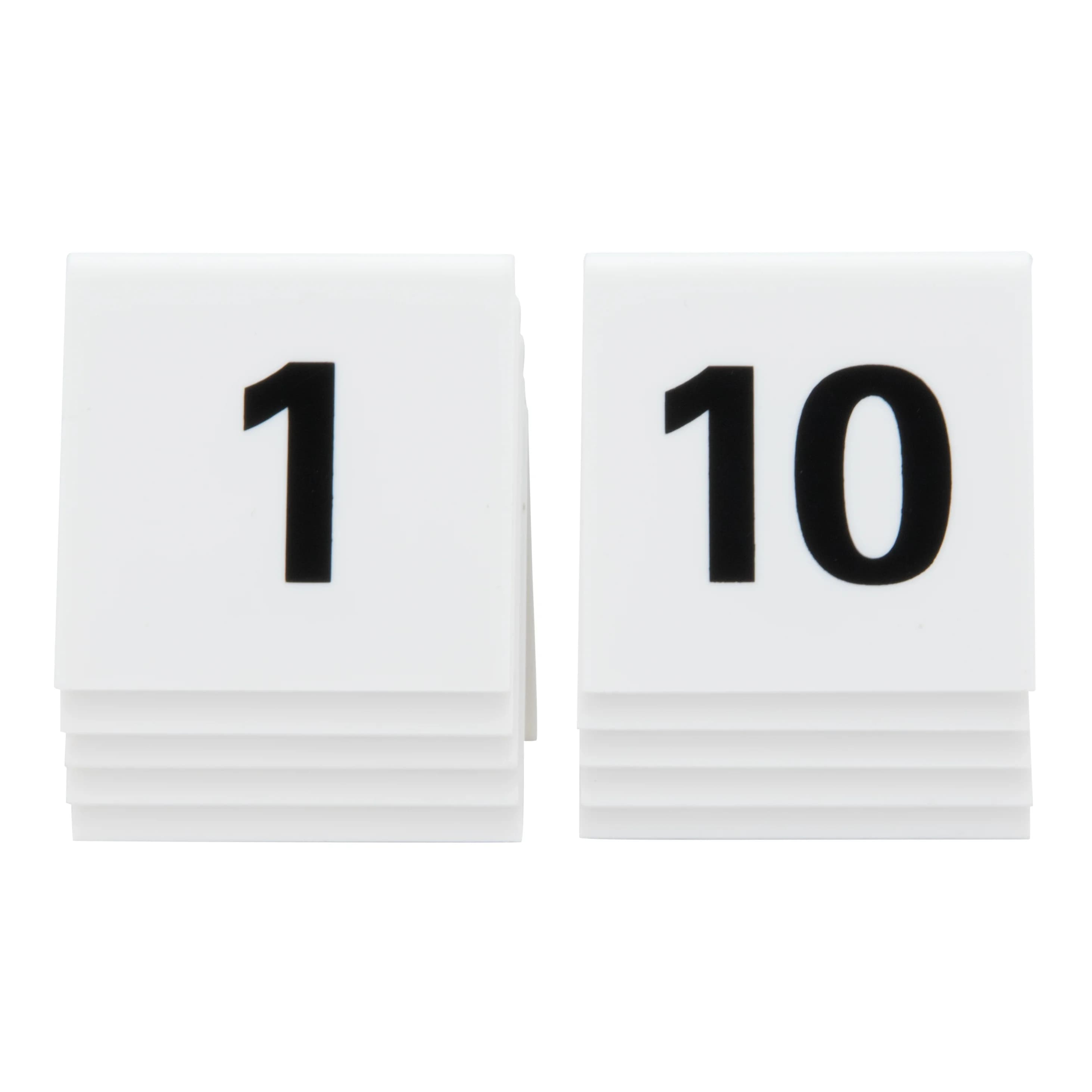 Securit® Lot de 10 Numéros de table de 1-10 - Acrylique blanc avec chiffres noirs