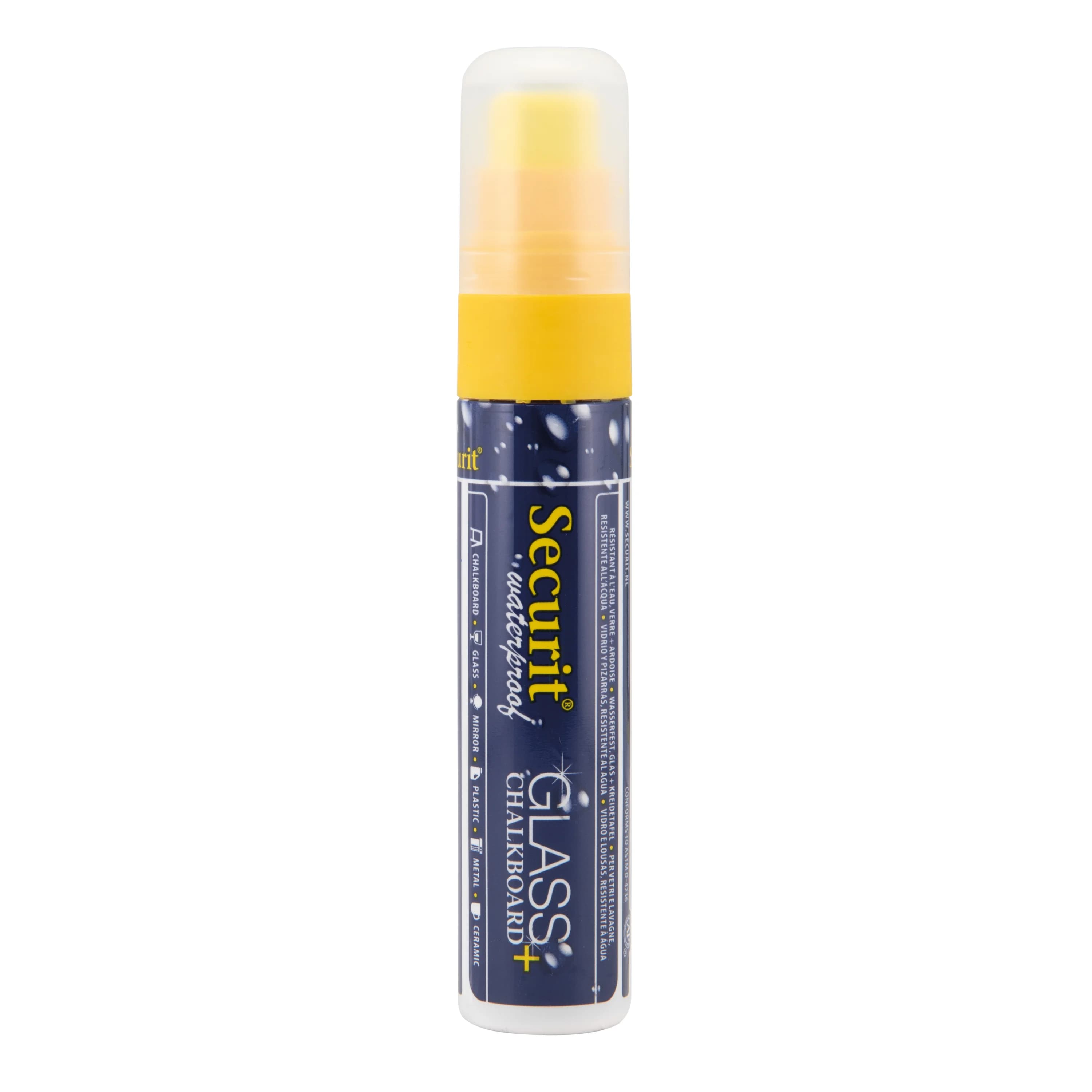 Securit® Feutre-craie à encre liquide Waterproof - Jaune - Taille de mine 7-15mm rectangulaire