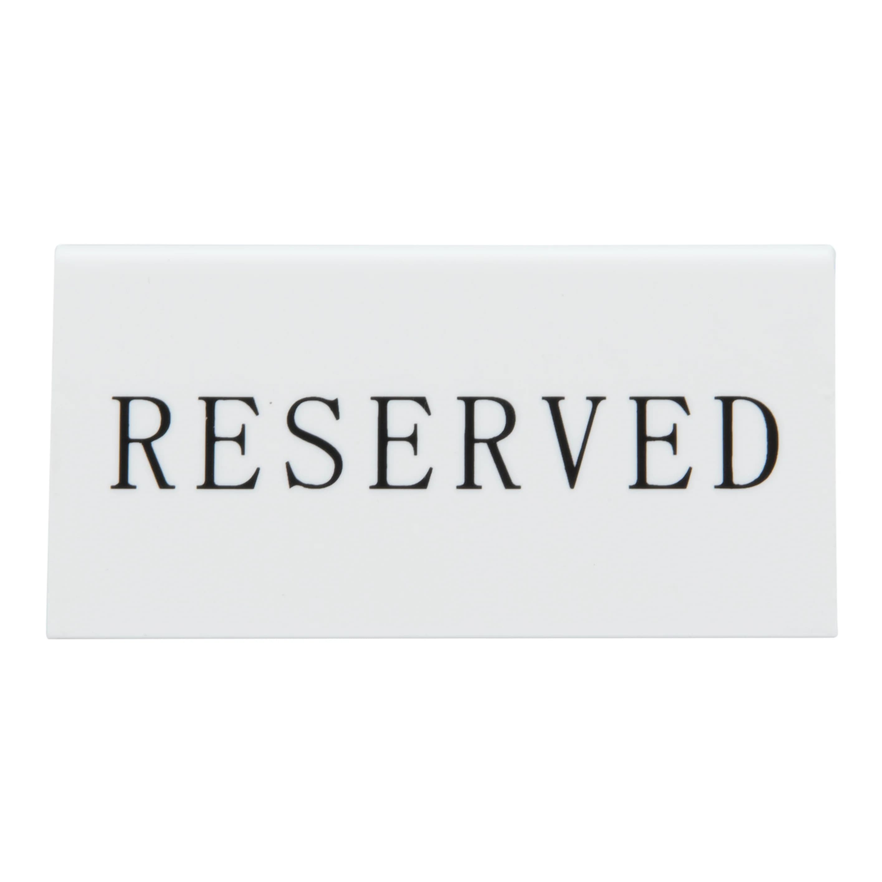 Securit® Lot de 5 Chevalets réservation de table "Reserved" (Anglais) - Acrylique blanc avec lettres noirs