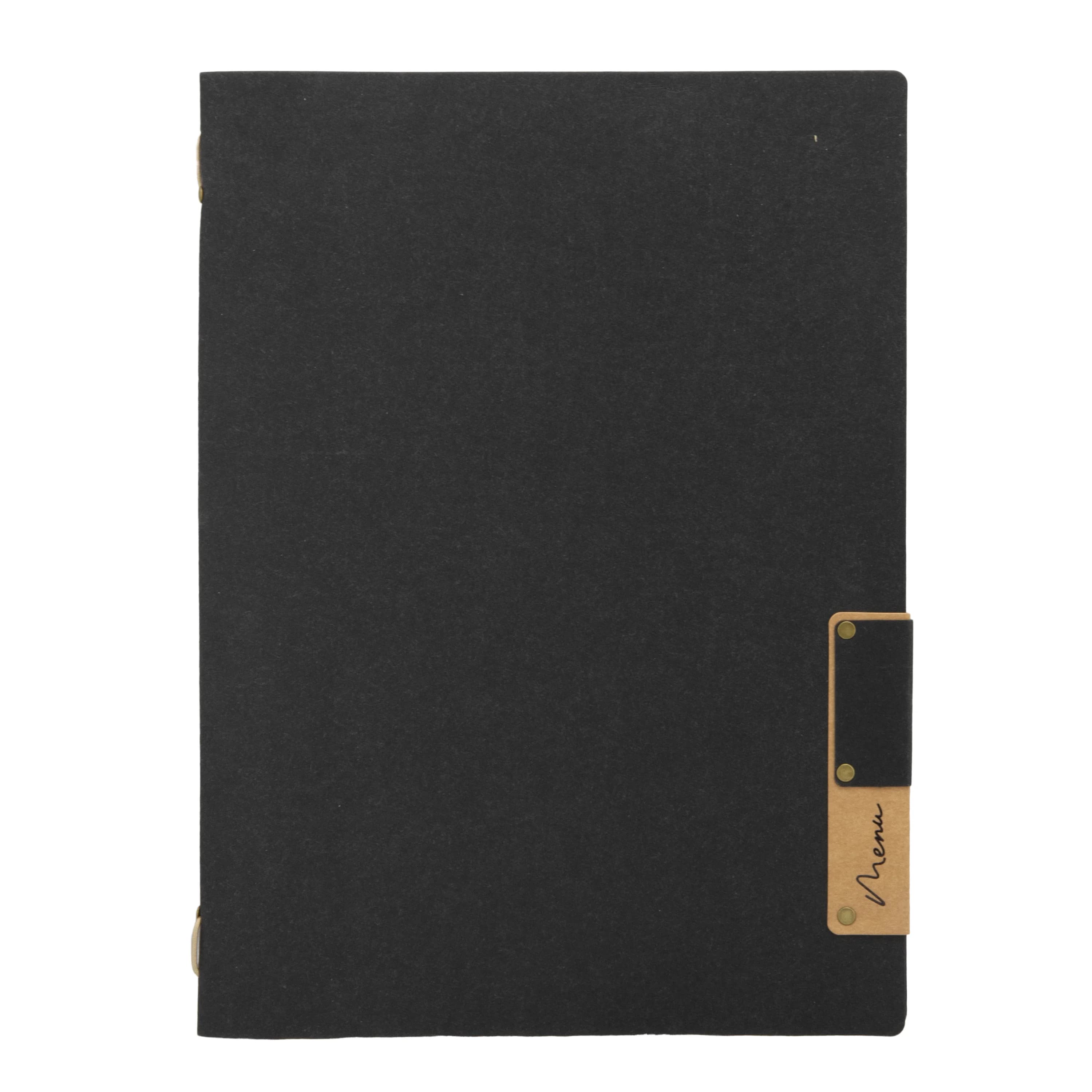 Securit® Protège-menu A4 "Nature" - Noir - Fibre naturelle - 4 vues