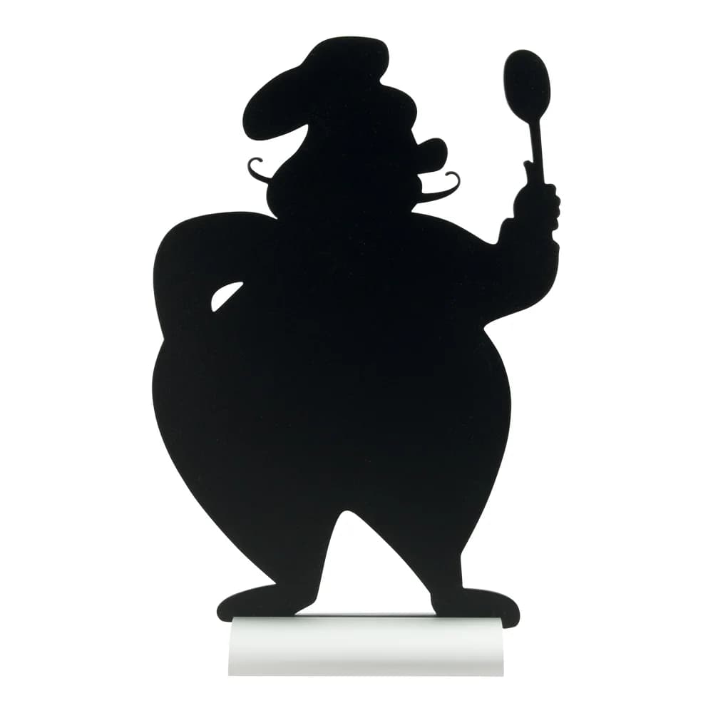 Securit® Ardoise de table - Silhouette Chef - Socle en aluminium - Feutre-craie inclus