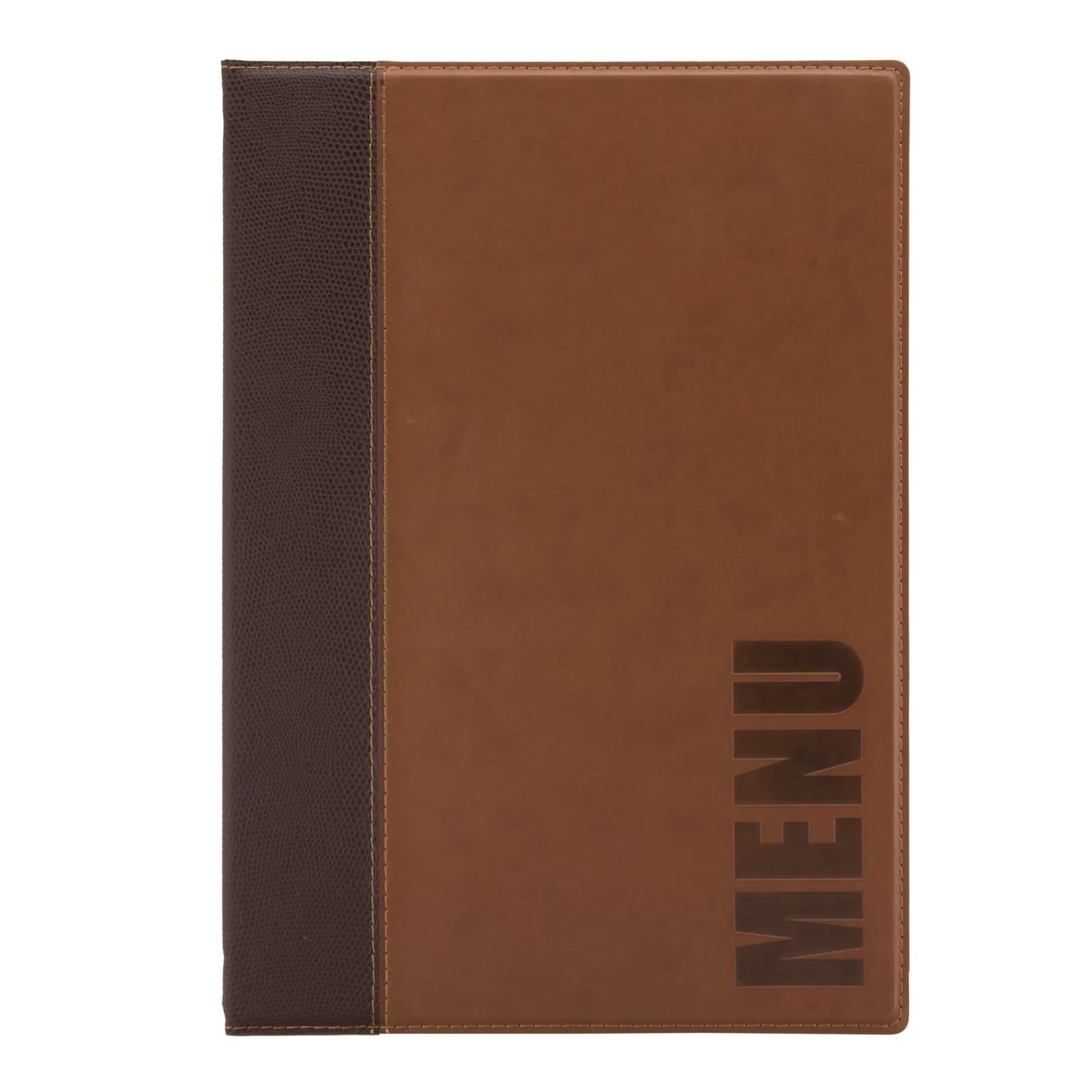 Securit® Protège-menu A4 "Trendy" - Marron - Simili-cuir - 4 vues