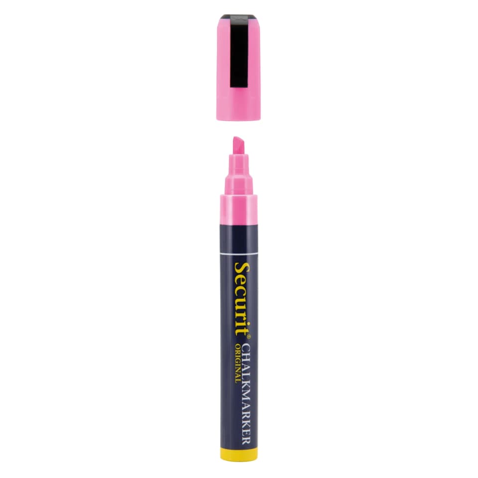 Securit® Feutre-craie à encre liquide - Rose - Taille de mine 2-6mm biseautée