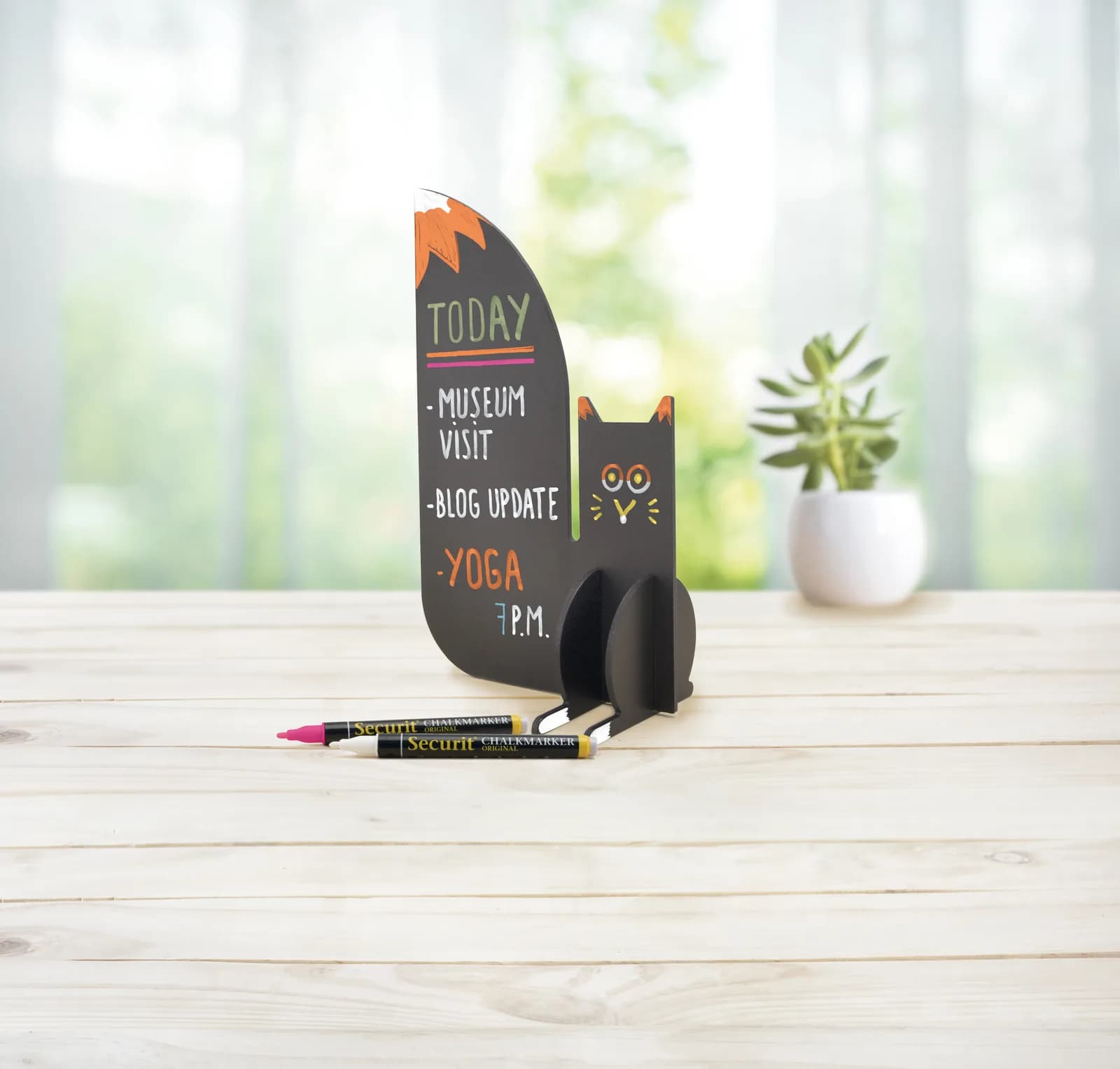 Securit® 3D tafelkrijtbord eekhoorn — krijtstift inbegrepen — In situ