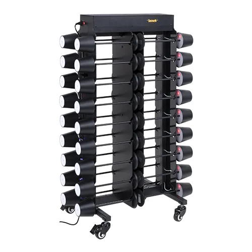 Securit® Chariot de chargement complet avec 36 Lampes de table "Féline" - Noir