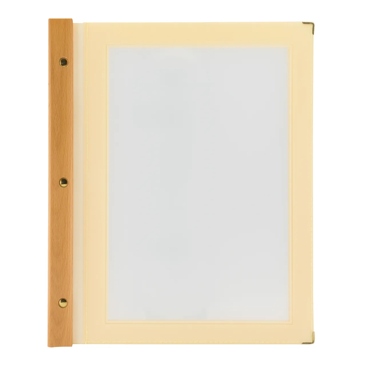 Securit® Menükarte Holz A4 Beige/Elfenbein mit 2 doppelten Einsätzen