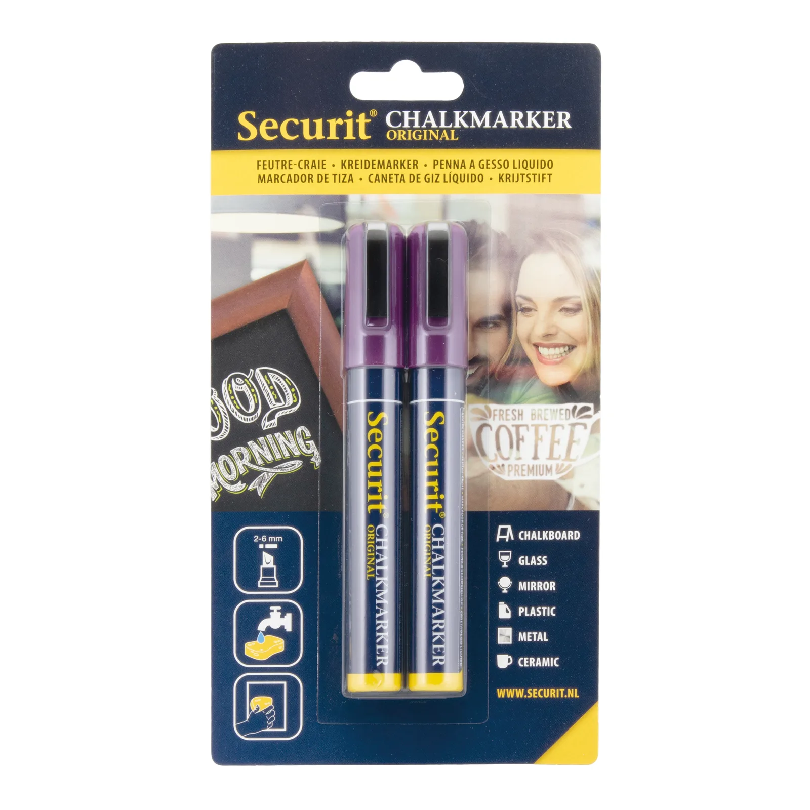 Securit® 2er-Set Flüssigkreide-Marker – Spitze 2-6mm