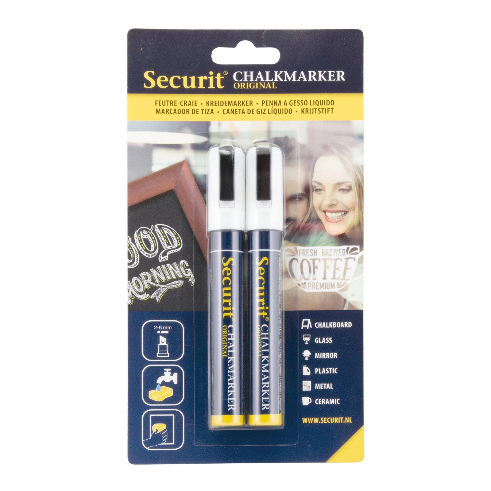 Securit® 2er-Set Flüssigkreide-Marker – Spitze 2-6mm