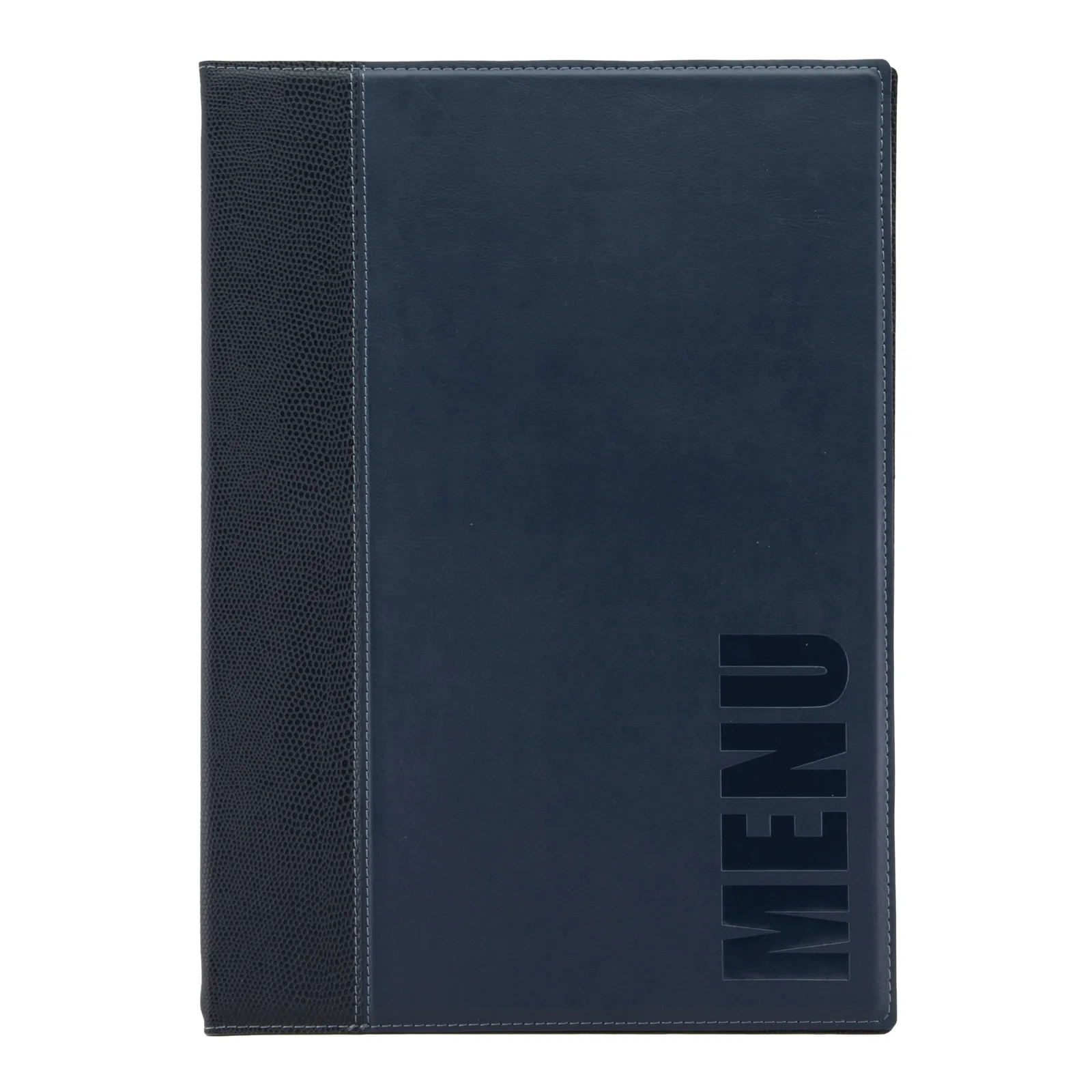 Securit® Trendy A4 menumap – blauw kunstleder – 4 panelen
