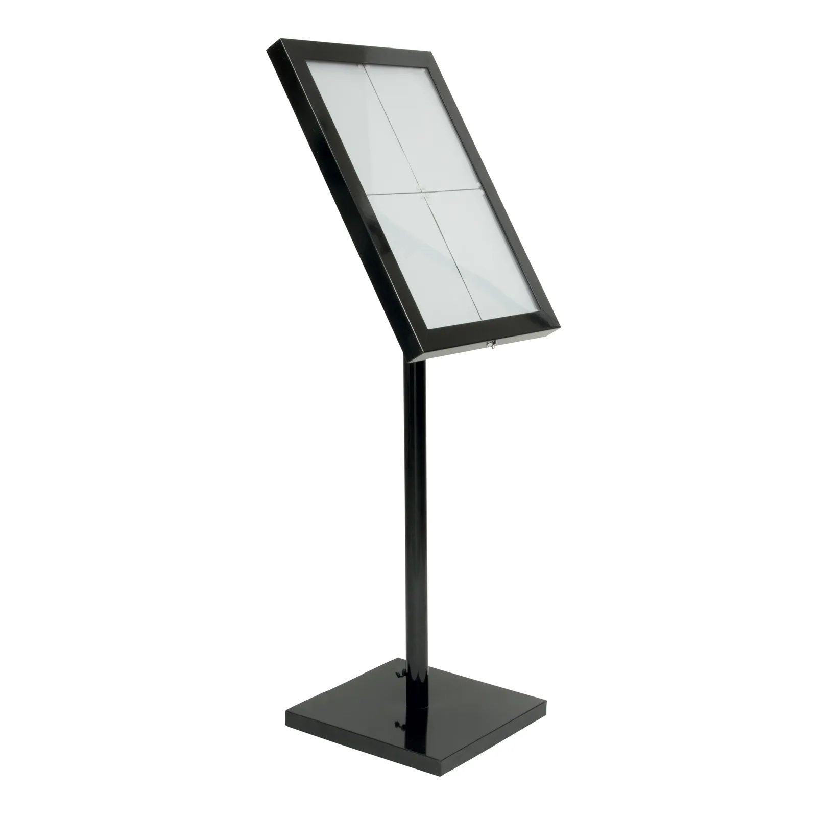 Securit® Black Star LED-menudisplaystaander A4 – 4-zijdig verlicht stoepbord met stam en sokkel