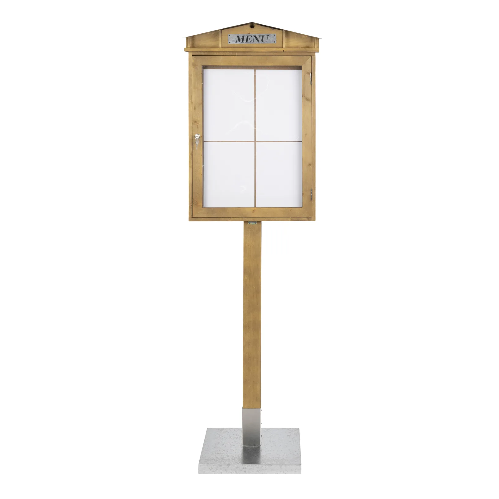 Securit® LED Rustic Ständer (Komplettset mit Fuß + Sockel) - Mahagoni lackiert - 4×A4
