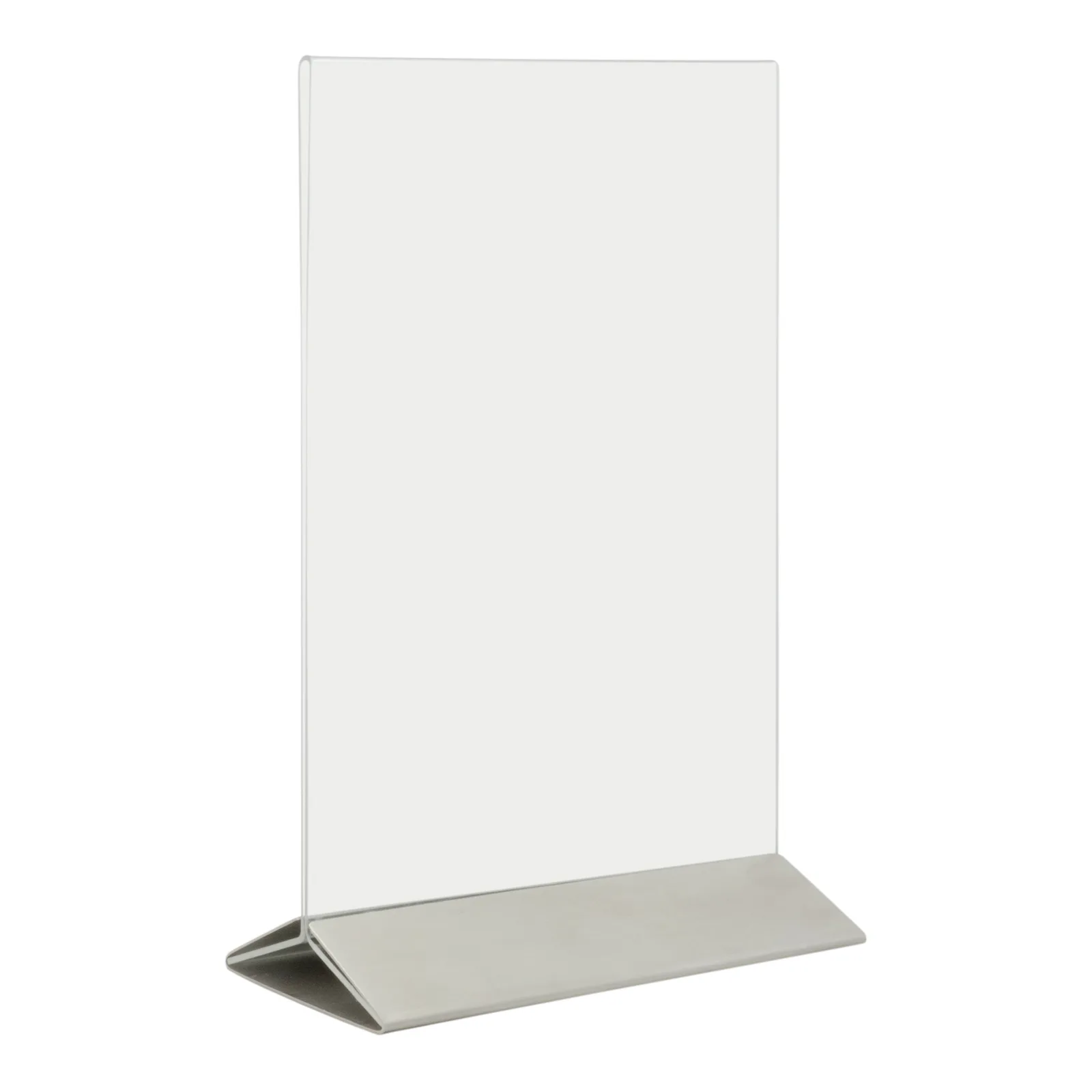 Securit® L-förmiger Tischaufsteller, Acryl transparent mit Aluminiumbasis, A5