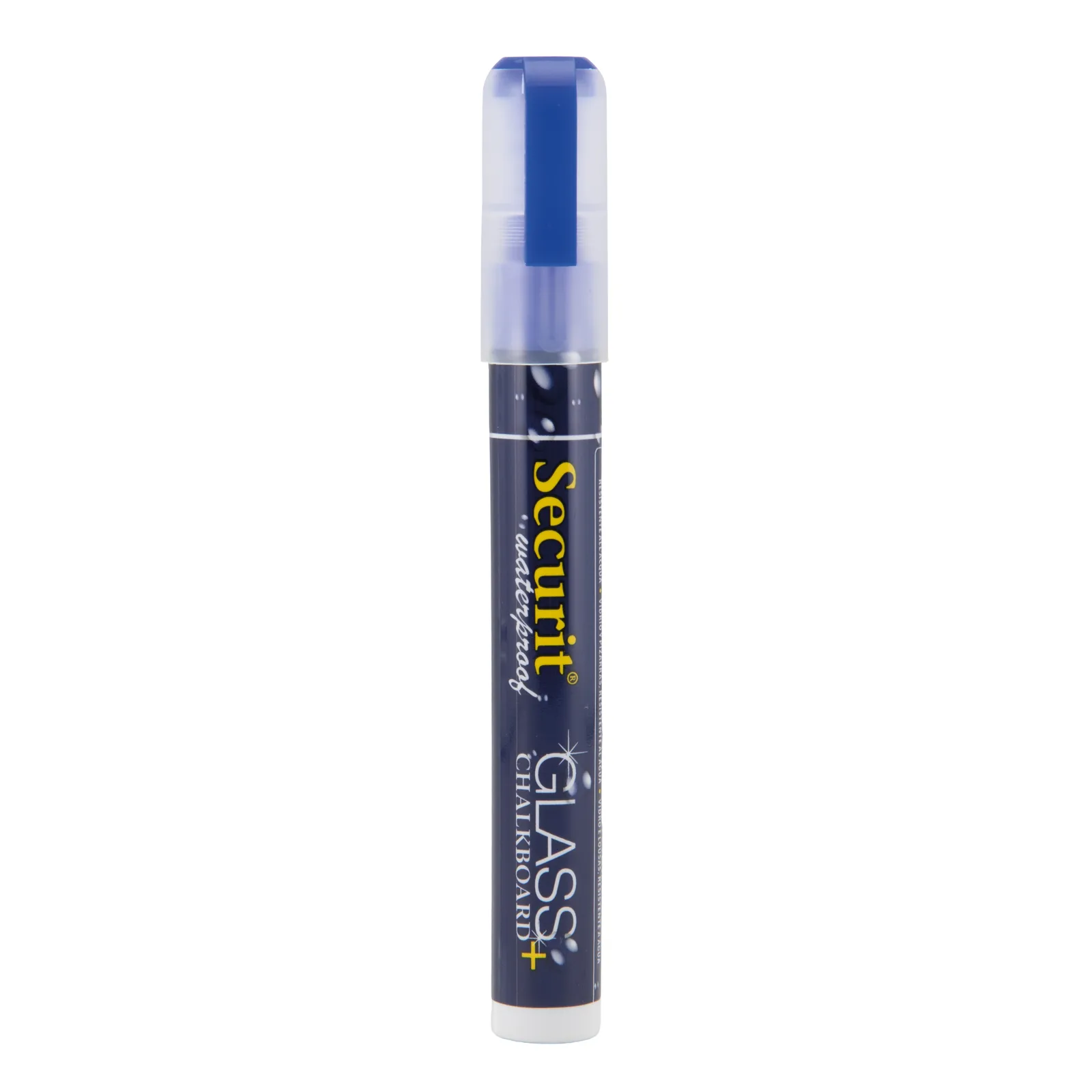 Securit® Feutre-craie à encre liquide Waterproof - Bleu - Taille de mine 2-6mm biseautée