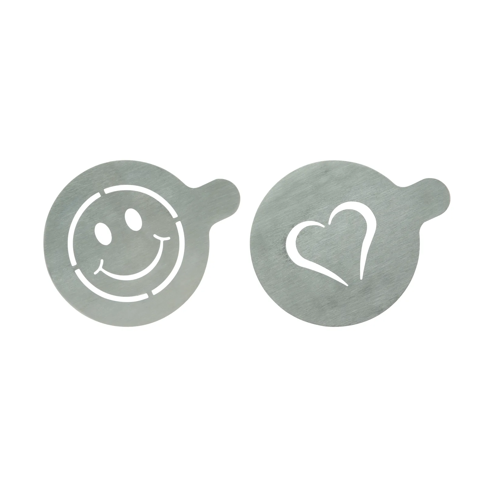 Securit® Koffiesjablonen Set van 2 - Emoji & Hart - Roestvrijstalen latte-art tools voor barista's