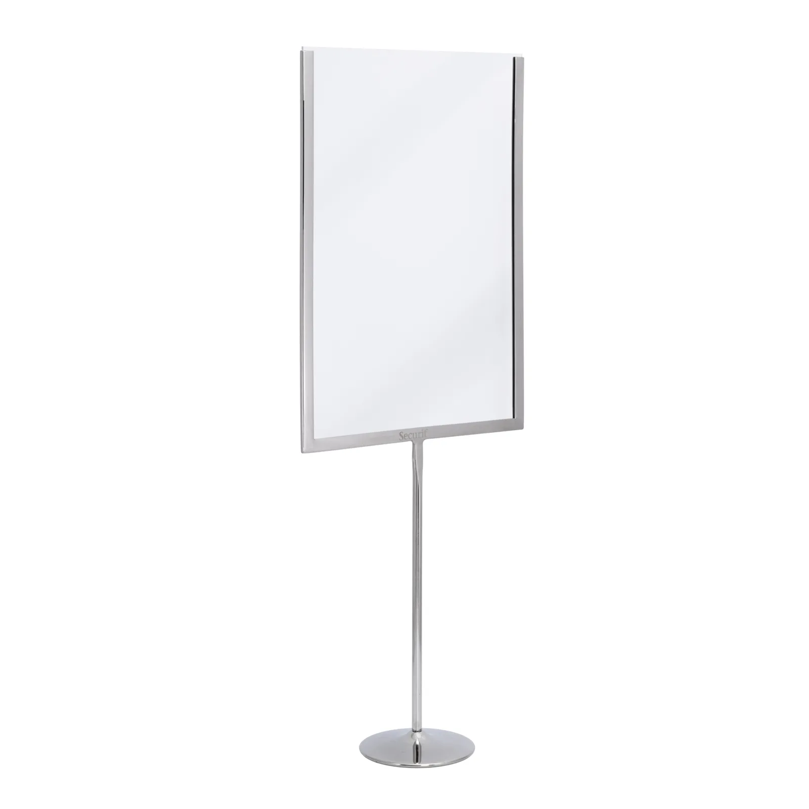 Securit® roestvrijstalen tafelmenubord met zwart krijtbord A4