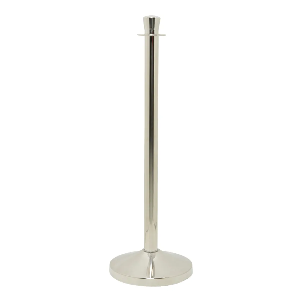 Securit® Poteau d'accueil "Classic" - Chrome - Tête plate - Ensemble pied + socle - 100cm